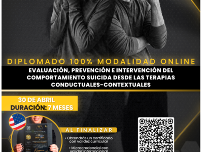 📘🤝DIPLOMADO: EVALUACIÓN, INTERVENCIÓN Y PREVENCIÓN DEL COMPORTAMIENTO SUICIDA DESDE LAS TERAPIAS CONDUCTUALES-CONTEXTUALES 🛡️🧠💚